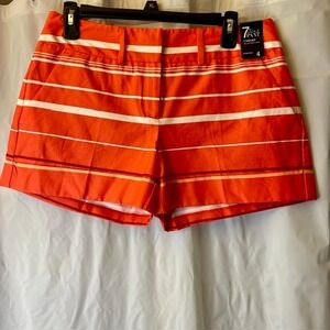 New York & Co 7th Avenue Coral Striped Twill Chino Preppy Resort Shorts Sz 4 New